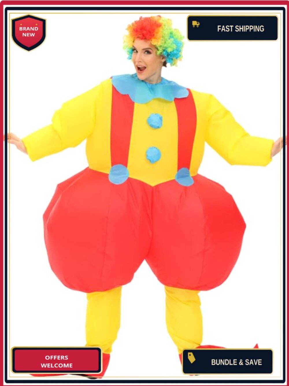 MROMT Inflatable Clown Costume Adult Blow Up Suit for Halloween Cosplay Party